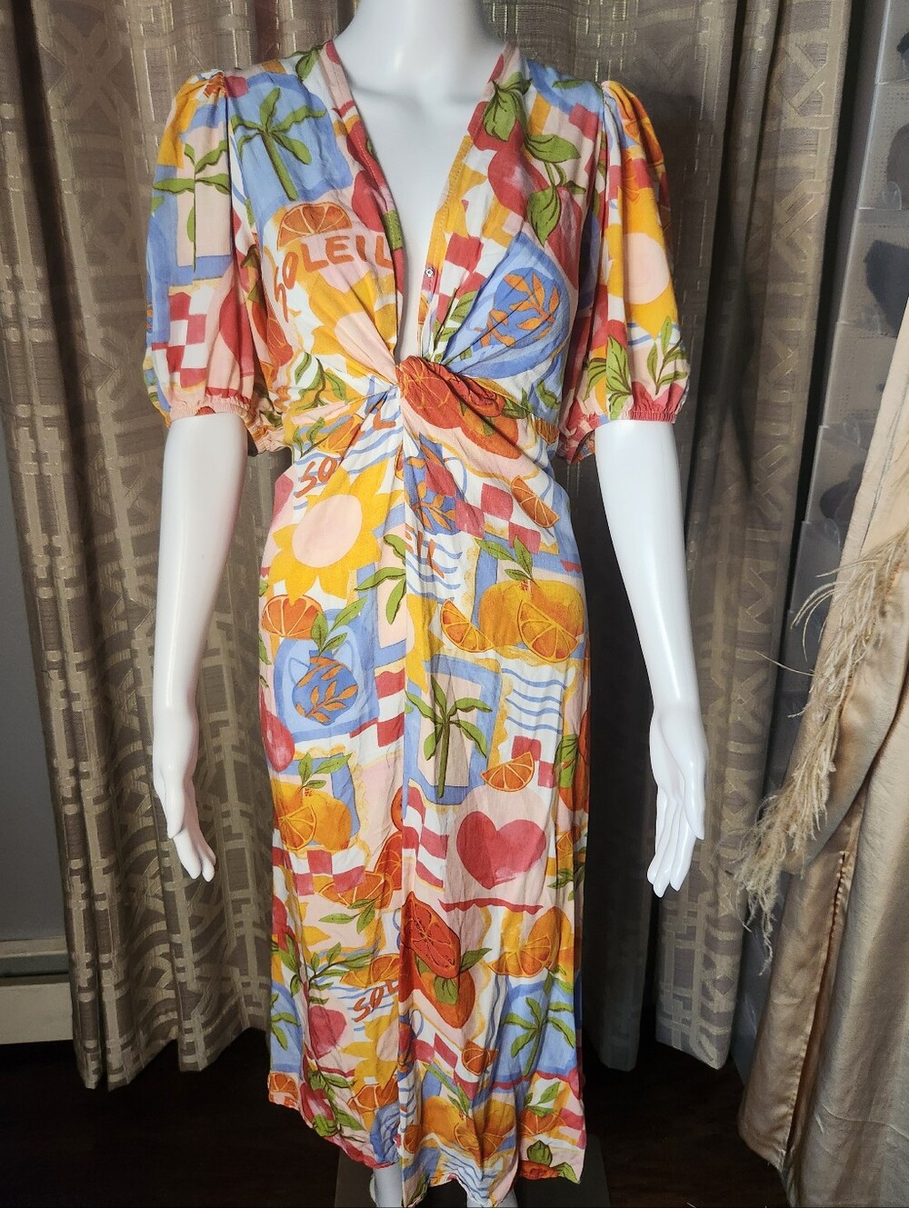 Kitschy Summer Resortwear Vintahe Style Dress Size Xl